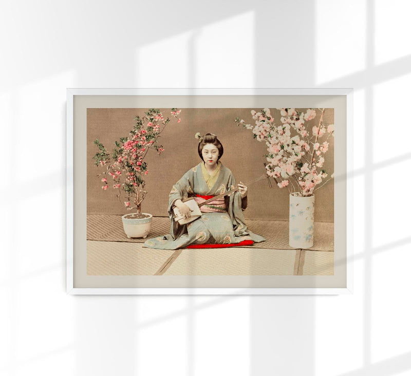 Geisha Playing Shamisen by Ogawa Kazumasa – Historic Japanese Art Print Fine Art Print — Patroa Studio