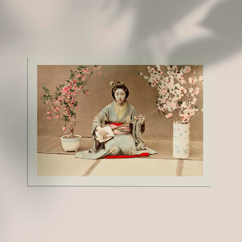 Geisha Playing Shamisen by Ogawa Kazumasa – Historic Japanese Art Print Fine Art Print — Ansicht 2