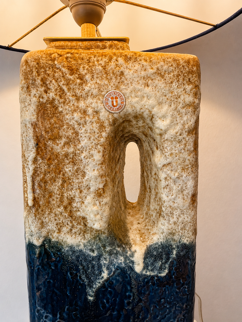 XL Tischlampe Übelacker Fat Lava Keramik Messing Ikat-Schirm — Ansicht 8