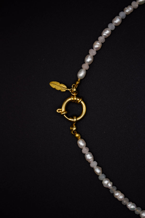 Franzi Pearl Necklace Freshwater Pearls Aquamarine Morganite