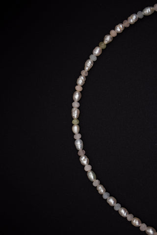 Franzi Perlenkette – Süßwasserperlen | Aquamarin | Morganit