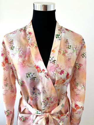 Kimono Monet Peach – 100% Tencel Satin | LENZING™ Lyocell | Made in Austria