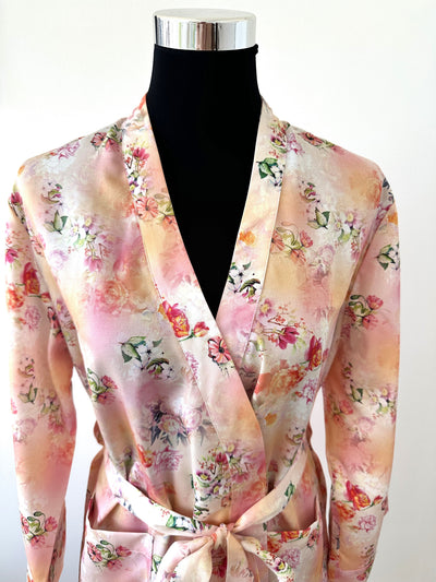 Kimono Monet Peach – 100% Tencel Satin | LENZING™ Lyocell | Made in Austria