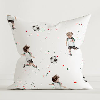 Fussball Premium Kinder Dekokissen – Fussballzauber | 40×40 cm | Baumwolle