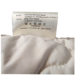 Rabens organic 2er Set Alpaka Bio Kopfkissen (separater Innenbeutel)