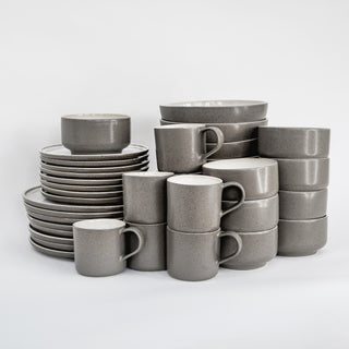 Stoneware tableware complete set Ddoria - Granite Grey