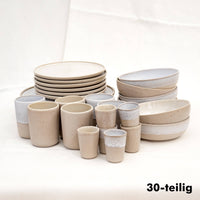 Geschirr Set Mixed – Handgefertigtes Steingut in Weiß & Beige — Ansicht 16