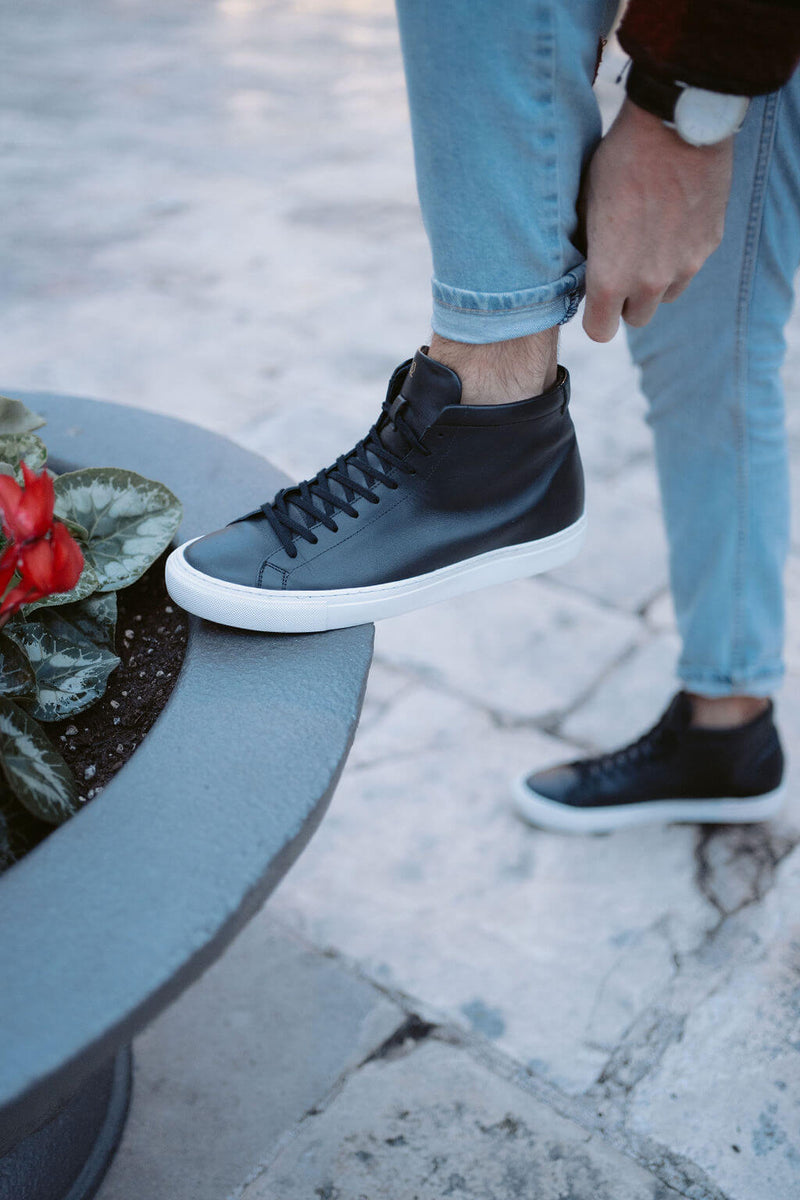 kūlson Black Salt Sneaker Schwarzes Rindsleder Recycelte Sohle Handmade Portugal — Ansicht 8