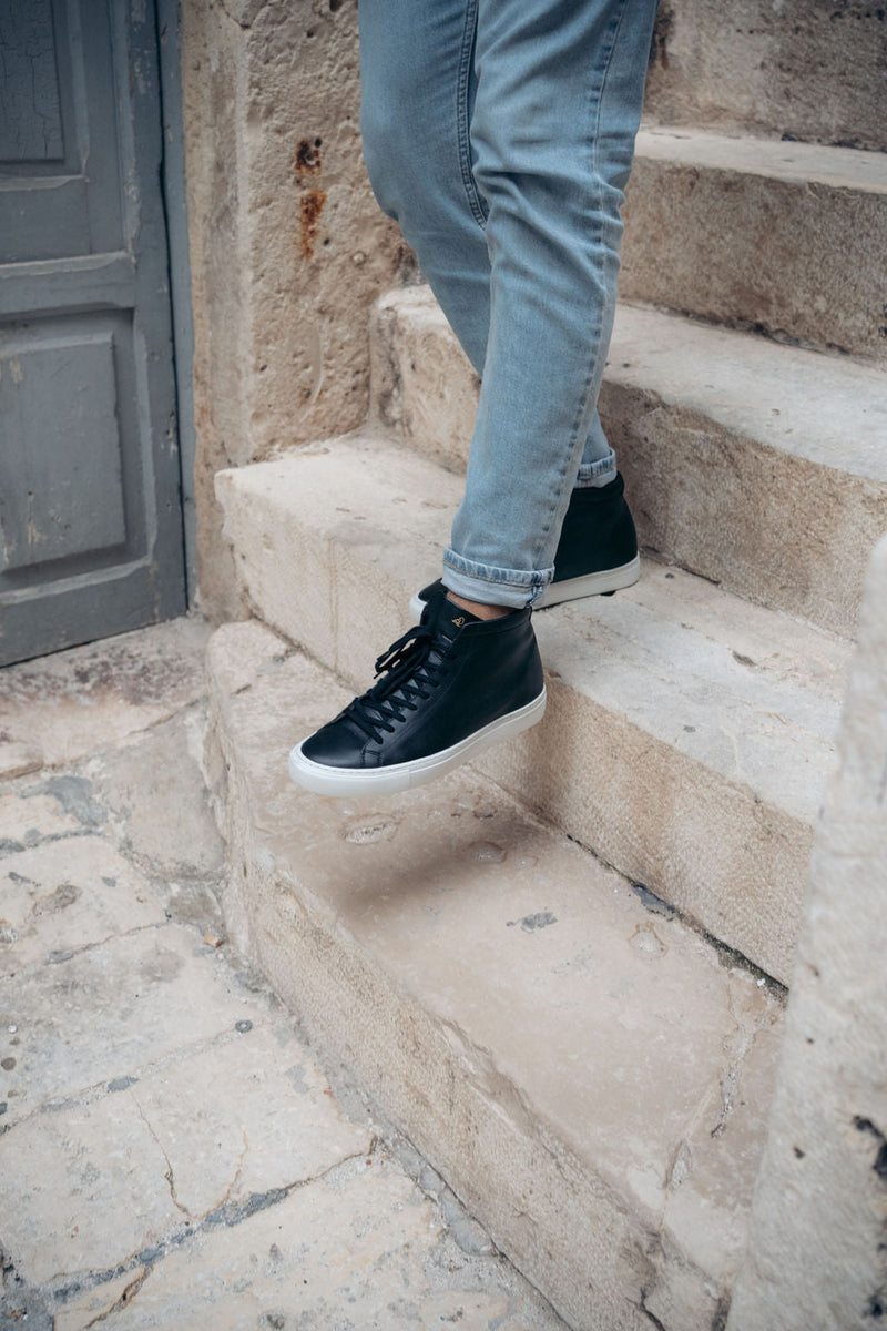 kūlson Black Salt Sneaker Schwarzes Rindsleder Recycelte Sohle Handmade Portugal — Ansicht 11