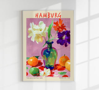 Hamburg Local Flower Market Art Poster – Fine Art Print | UV-Resistant | Canvas Edition