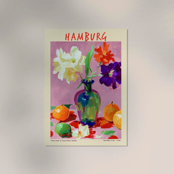 Hamburg Local Flower Market Art Poster – Fine Art Print UV-Resistant Canvas