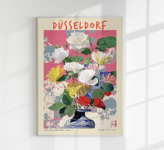 Düsseldorf Local Flower Market Art Poster – Fine Art Paper | Canvas | Ohne Rahmen