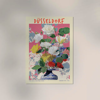 Düsseldorf Local Flower Market Art Poster – Fine Art Paper | Canvas | Ohne Rahmen