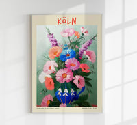 Cologne Local Flower Market Art Poster – Fine Art Print | Colorful Illustration — Ansicht 1