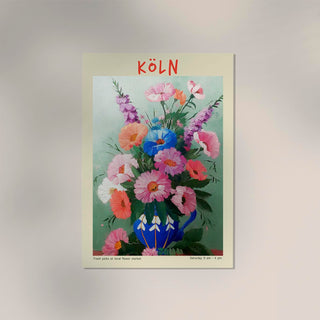 Köln Local Flower Market Art Poster – Fine Art Print | Bunte Illustration | Urban Floral Design