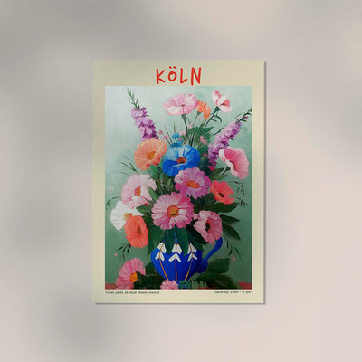 Köln Local Flower Market Art Poster – Fine Art Print | Bunte Illustration