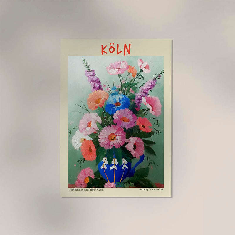 Köln Local Flower Market Art Poster – Fine Art Print | Bunte Illustration — Ansicht 3