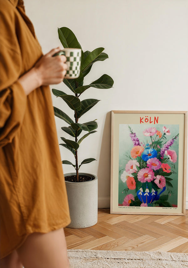 Köln Local Flower Market Art Poster – Fine Art Print | Bunte Illustration