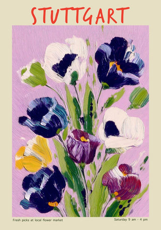 Stuttgart Local Flower Market Art Poster – Floral City Print | Typografisches Design | Fine Art Poster