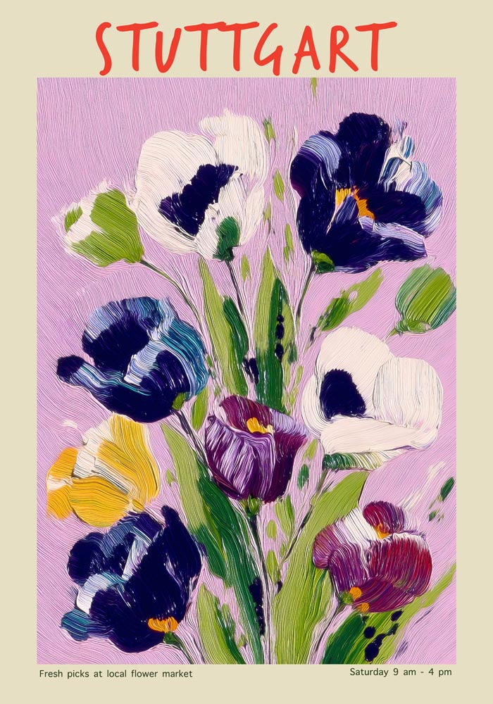 Stuttgart Local Flower Market Art Poster – Floral City Print Fine Art Poster — Ansicht 4