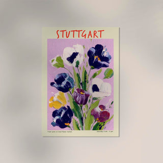 Stuttgart Local Flower Market Art Poster – Floral City Print | Typografisches Design | Fine Art Poster