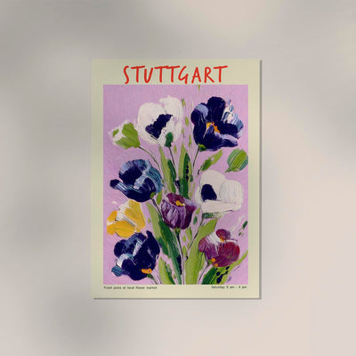Stuttgart Local Flower Market Art Poster – Floral City Print Fine Art Poster