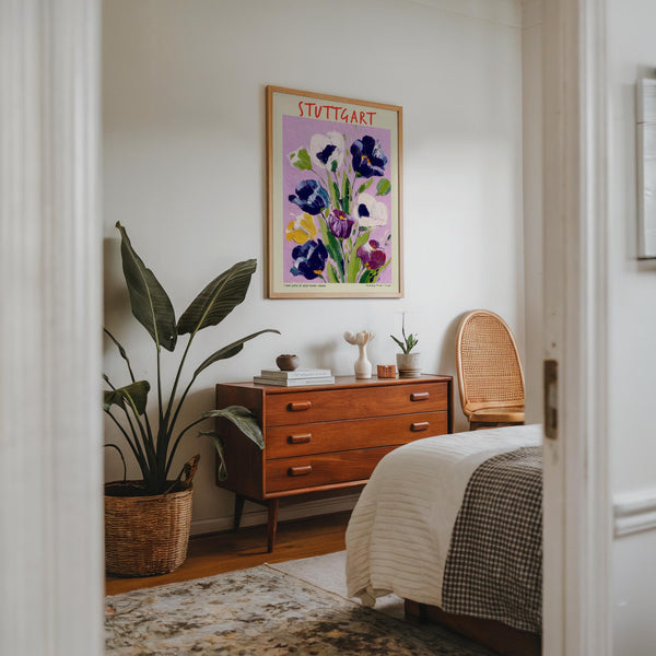 Stuttgart Local Flower Market Art Poster – Floral City Print Fine Art Poster