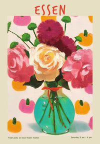 Essen Local Flower Market Art Poster – Blumiger Stadtraum in Farbe — Ansicht 4