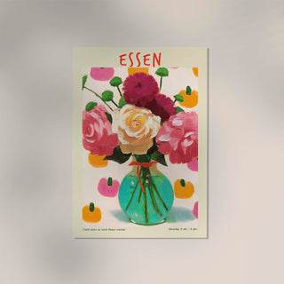 Essen Local Flower Market Art Poster – Lebendige Stadtansicht | Blumige Atmosphäre | Charmantes Design