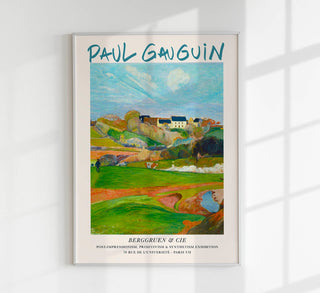 Postimpressionistisches Kunstdruckposter „Landscape At Le Pouldu" von Paul Gauguin mit wilder bretonischer Landschaft in expressiven, kraftvollen Farben.