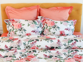 Bed linen set Lilac &amp; Rose 100% mercerized cotton satin 300 TC easy iron