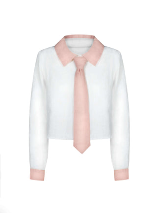 Linen Blouse – 100 % Leinen | Ansteck-Krawatte | Business‑tauglich
