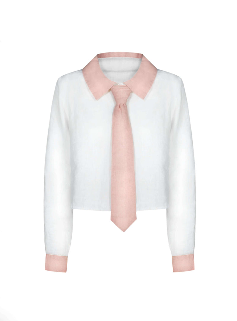 HACOY Linen Blouse – 100 % Leinen mit Ansteck-Krawatte — Ansicht 5