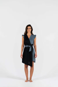 Linen Dual Dress – 100% Linen Wrap Dress | Figure-flattering — Ansicht 1