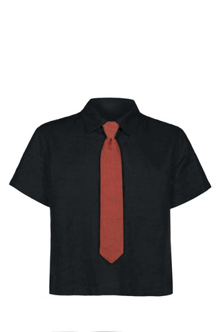 Linen Tie Shirt – 100 % Leinen | Mit Ansteck-Krawatte | Business-Ready