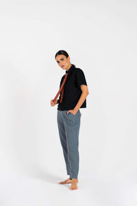 Linen Tie Shirt 100% Linen with Detachable Pin-On Tie — Ansicht 2