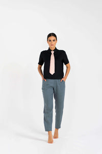 Linen Tie Shirt 100% Linen with Detachable Pin-On Tie — Ansicht 1