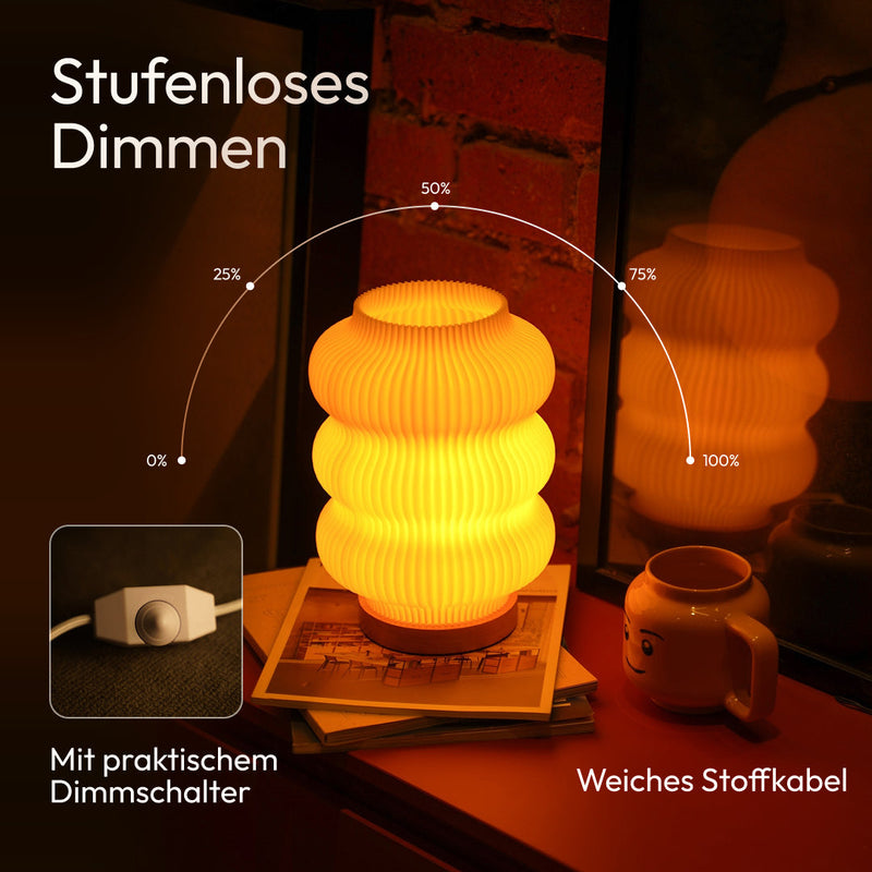 Luma 3D-Printed Lamp Recycled PLA Oak Wood Table Lamp — Ansicht 3