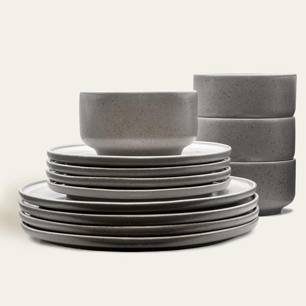 Lunch Set Ddoria – Handgefertigtes Steingut in Granit Grau