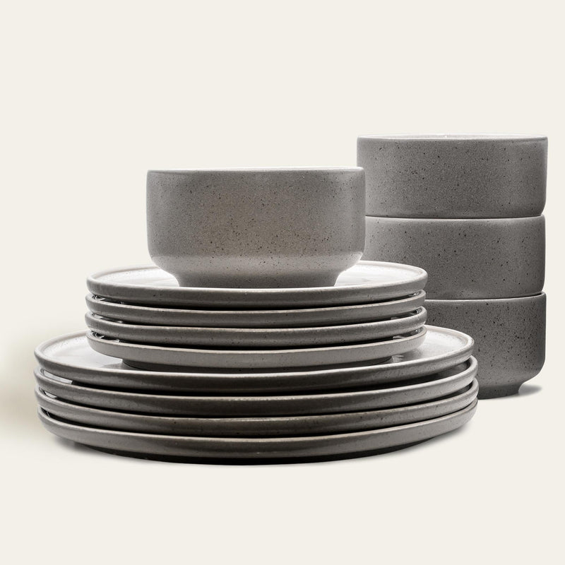 Lunch Set Ddoria – Handgefertigtes Steingut in Granit Grau — Ansicht 2