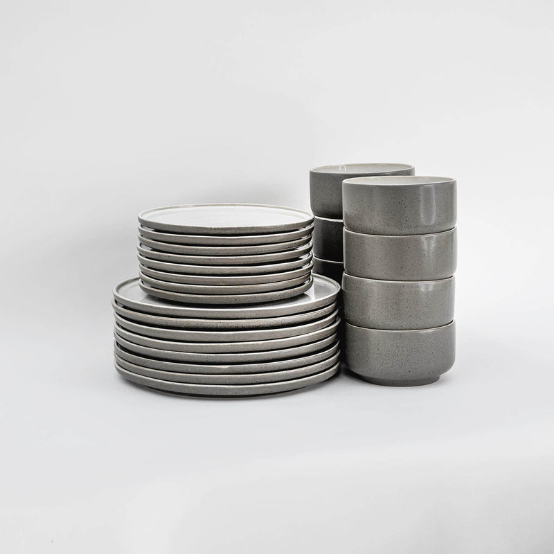 Lunch Set Ddoria – Handgefertigtes Steingut in Granit Grau — Ansicht 25