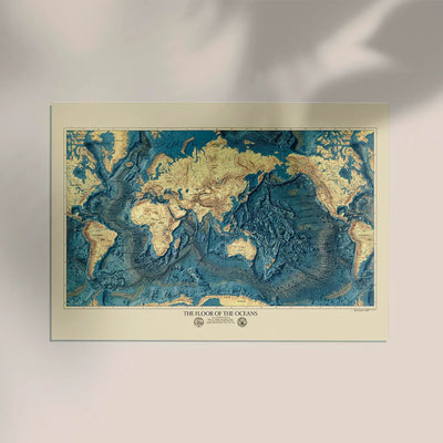 The Floor of the Oceans Poster – Tiefsee-Kartenbild