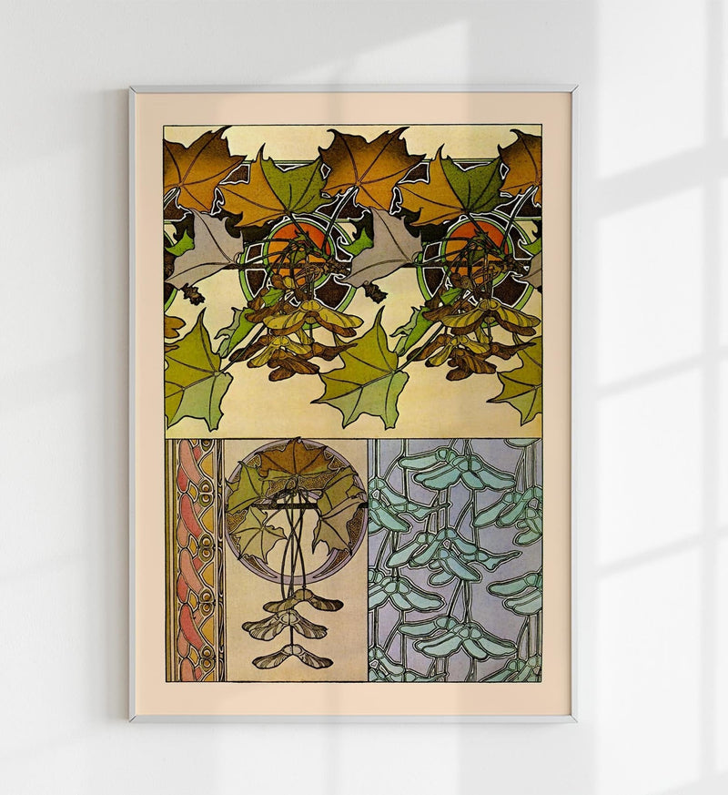 Oak Leaves by Alphonse Mucha – Art Nouveau Wall Mural | Fine Art Paper or Canvas — Patroa Studio