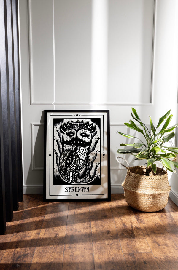 Strength Mystic Tarot by Tiny Mystic Creatures – Art Print Poster