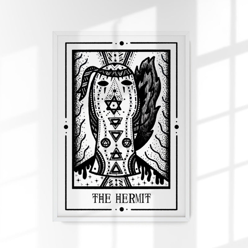 The Hermit Mystic Tarot Poster – Tiny Mystic Creatures Art Print — Patroa Studio