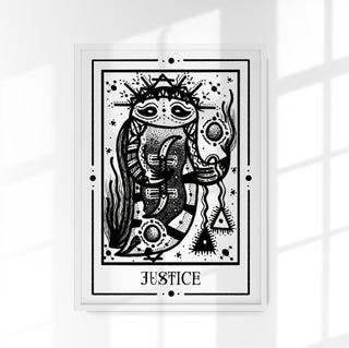 Justice Mystic Tarot Poster by Tiny Mystic Creatures – Kunstdruck
