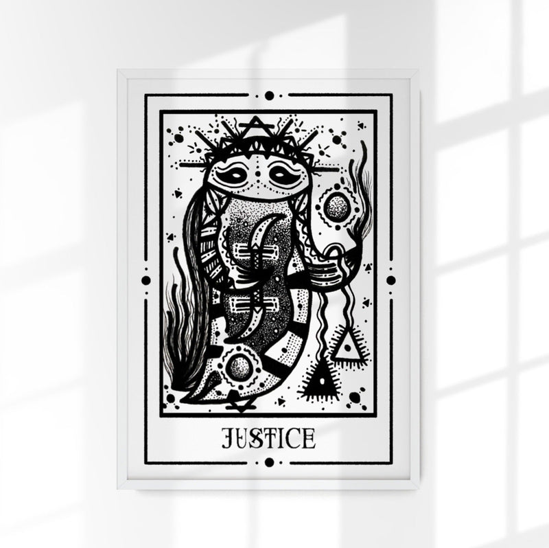Justice Mystic Tarot Poster by Tiny Mystic Creatures – Art Print — Patroa Studio