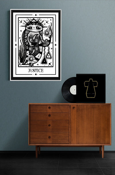 Justice Mystic Tarot Poster by Tiny Mystic Creatures – Art Print