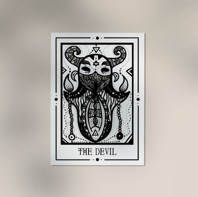 The Devil Mystic Tarot Poster – Handgestaltung von Tiny Mystic Creatures