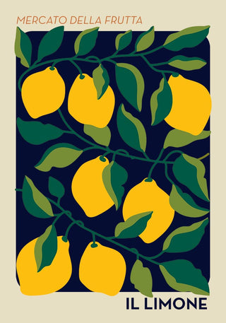 Il Limone Fruit Market Art Poster | Mediterranean citrus motif | Handmade in Berlin